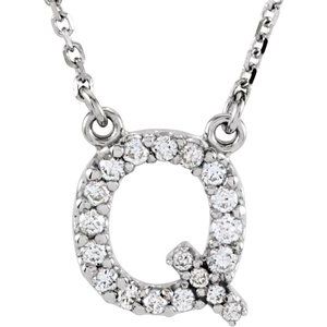 Ladies Natural Diamond Initial Q Necklace (I1, G-H) — 14K White Gold