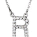 Ladies Natural Diamond Initial R Necklace (I1, G-H) — 14K White Gold