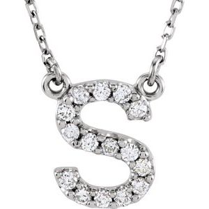 Ladies Natural Diamond Initial S Necklace (I1, G-H) — 14K White Gold