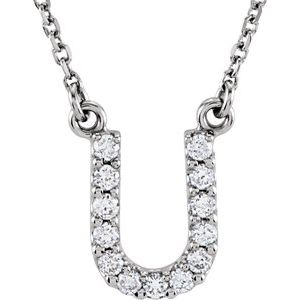 Ladies Natural Diamond Initial U Necklace (I1, G-H) — 14K White Gold