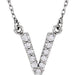 Ladies Natural Diamond Initial V Necklace (I1, G-H) — 14K White Gold