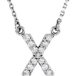 Ladies Natural Diamond Initial X Necklace (I1, G-H) — 14K White Gold
