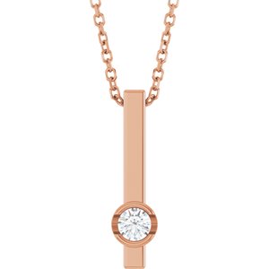Ladies 1/10 Natural Diamond Bar Necklace (I1, G-H) — 14K Rose Gold