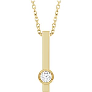 Ladies 1/10 Natural Diamond Bar Necklace (I1, G-H) — 14K Yellow Gold