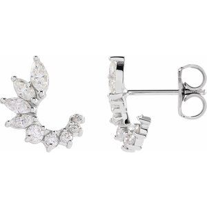 Ladies Natural Diamond Front-Back Earrings (SI2-SI3, GHI) — Platinum