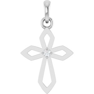 Ladies Natural Diamond Cross Pendant (I1, G-H) — 14K White Gold