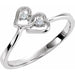 Ladies Natural Diamond Double Heart Ring (I1, G-H) — 14K White Gold