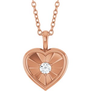 Ladies Natural Diamond Heart Necklace (I1, G-H) — 14K Rose Gold