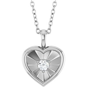 Ladies Natural Diamond Heart Pendant (I1, G-H) — 14K White Gold