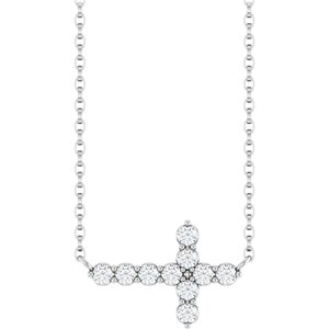 Ladies Natural Diamond Sideways Cross Necklace (I1, G-H) — 14K White Gold