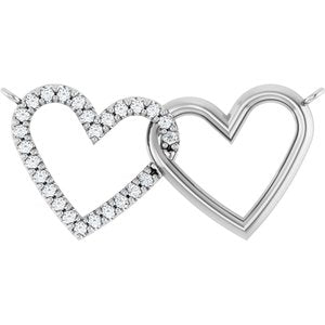 Ladies Natural Diamond Petite Double Interlocking Heart Necklace Center (Si2-Si3, G-H) — Platinum
