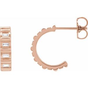 Ladies Natural Diamond 11.6 mm Hoop Earrings (Si2-Si3, Ghi) — 14K Rose Gold