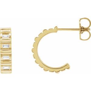 Ladies Natural Diamond 11.6 mm Hoop Earrings (Si2-Si3, Ghi) — 14K Yellow Gold