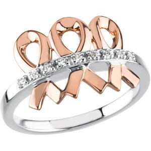 Ladies 14K White/ Diamond Me My Two Friends® Ring (SI2-SI3, G-H) — 14K White/Rose Gold