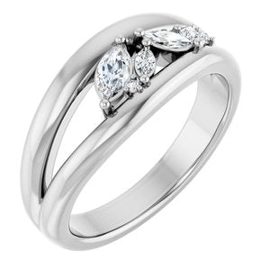 Ladies Natural Diamond Negative Space Ring (I1, GHI) — Sterling Silver