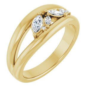 Ladies Natural Diamond Negative Space Ring (I1, GHI) — 14K Yellow Gold