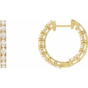Ladies Natural Diamond Inside-Outside 20.6 mm Hoop Earrings (I1, G-H) — 14K Yellow Gold