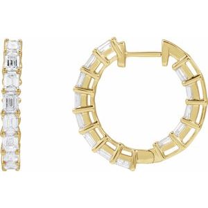 Ladies Natural Diamond Inside-Outside 21.2 mm Hoop Earrings (I1, G-H) — 14K Yellow Gold
