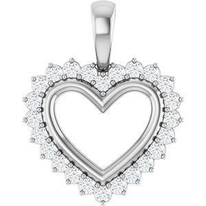 Ladies Natural Diamond Heart Pendant (Si2-Si3, G-H) — Sterling Silver