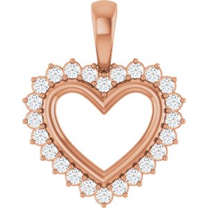 Ladies Natural Diamond Heart Pendant (Si2-Si3, G-H) — 14K Rose Gold