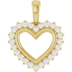 Ladies Natural Diamond Heart Pendant (Si2-Si3, G-H) — 14K Yellow Gold