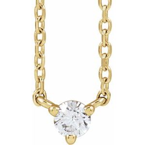 Ladies Natural Diamond 3-Prong Necklace (I1, G-H) — 14K Yellow Gold