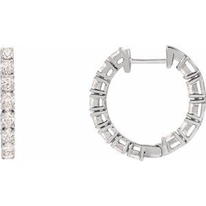 Ladies Natural Diamond Inside-Outside 20.6 mm Hoop Earrings (I1, G-H) — 14K White Gold
