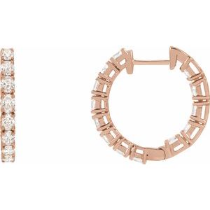 Ladies Natural Diamond Inside-Outside 20.6 mm Hoop Earrings (I1, G-H) — 14K Rose Gold