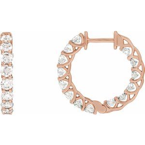 Ladies Natural Diamond Inside-Outside 19.7 mm Hoop Earrings (I1, G-H) — 14K Rose Gold