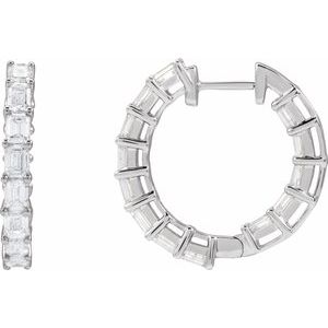 Ladies Natural Diamond Inside-Outside 21.2 mm Hoop Earrings (I1, G-H) — 14K White Gold