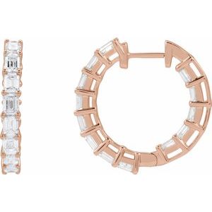 Ladies Natural Diamond Inside-Outside 21.2 mm Hoop Earrings (I1, G-H) — 14K Rose Gold