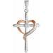 Ladies Natural Diamond Heart Cross Pendant — Sterling Silver