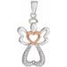 Ladies Vermeil Natural Diamond Angel Pendant — Sterling Silver & 14K Rose Gold Vermeil