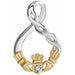 Ladies Natural Diamond Claddagh Pendant — Sterling Silver & 10K Yellow Gold