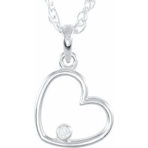 Ladies Natural Diamond Heart Necklace (I1, G-H) — 14K White Gold
