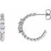Ladies Natural Diamond Beaded 19.3 mm Hoop Earrings (Si2-Si3, G-H) — Platinum