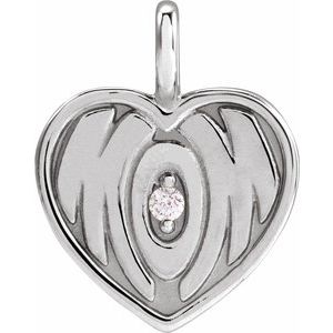 Ladies Natural Diamond Engravable Mom Pendant (Si2-Si3, G-H) — Platinum