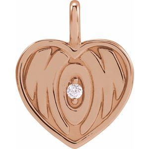 Ladies Natural Diamond Engravable Mom Pendant (I1, G-H) — 14K Rose Gold