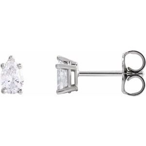 Ladies Natural Diamond Earrings — 14K White Gold