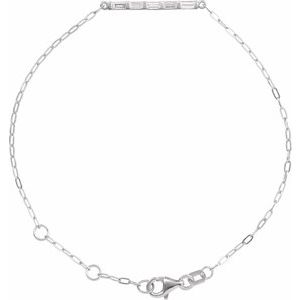 Ladies Natural Diamond Five-Stone Bar 6 1/2-7 1/ Link Bracelet (Si2-Si3, Ghi) — 14K White Gold