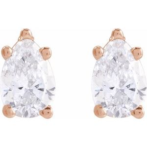 Lab-Grown Diamond Pear 5-Prong Stud Earrings