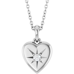 Ladies Natural Diamond Starburst Heart Necklace (Si2-Si3, G-H) — Platinum