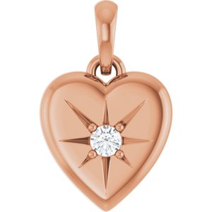 Ladies Natural Diamond Starburst Heart Pendant (I1, G-H) — 14K Rose Gold