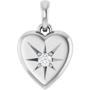 Ladies Natural Diamond Starburst Heart Pendant (Si2-Si3, G-H) — Platinum