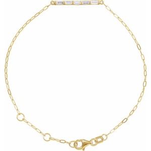 Ladies Natural Diamond Five-Stone Bar 6 1/2-7 1/ Link Bracelet (Si2-Si3, Ghi) — 14K Yellow Gold