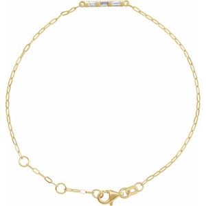 Ladies Natural Diamond Three-Stone Bar 6 1/2-7 1/ Link Bracelet (Si2-Si3, Ghi) — 14K Yellow Gold