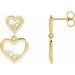 Ladies Natural Diamond Heart Earrings — 14K Yellow Gold