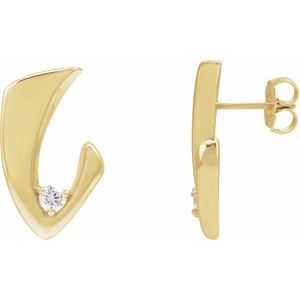 Ladies Natural Diamond Earrings — 14K Yellow Gold