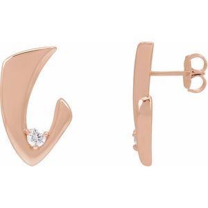 Ladies Natural Diamond Earrings — 14K Rose Gold