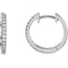 Ladies Natural Diamond Hinged 14.15 mm Hoop Earrings — 14K White Gold